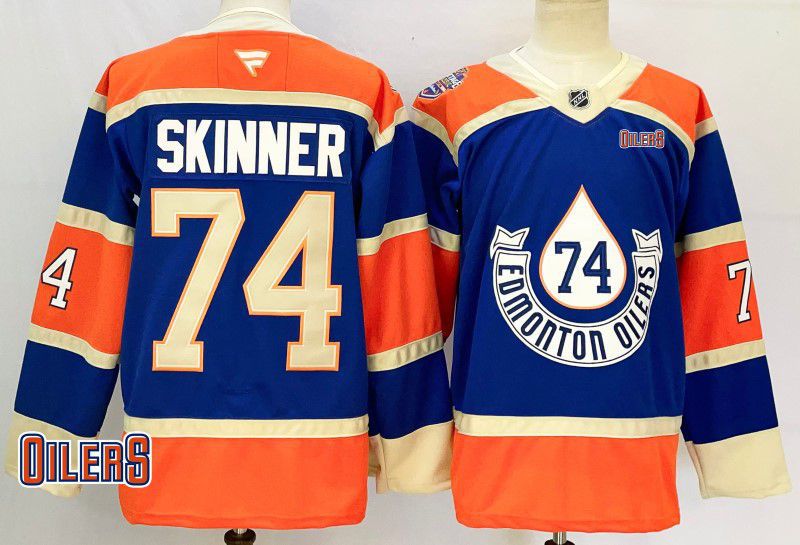Men Edmonton Oilers 74 Skinner Blue Fanatics 2025 NHL Jersey style 2